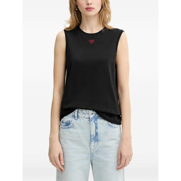 ピンコ レディース カットソー トップス Heart-appliqu￡ tank top Black