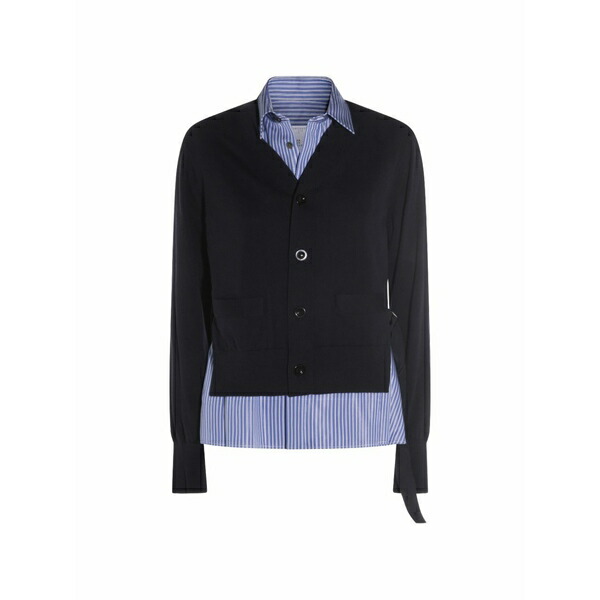 サカイ レディース ジレー アウター Button striped cardigan Blue