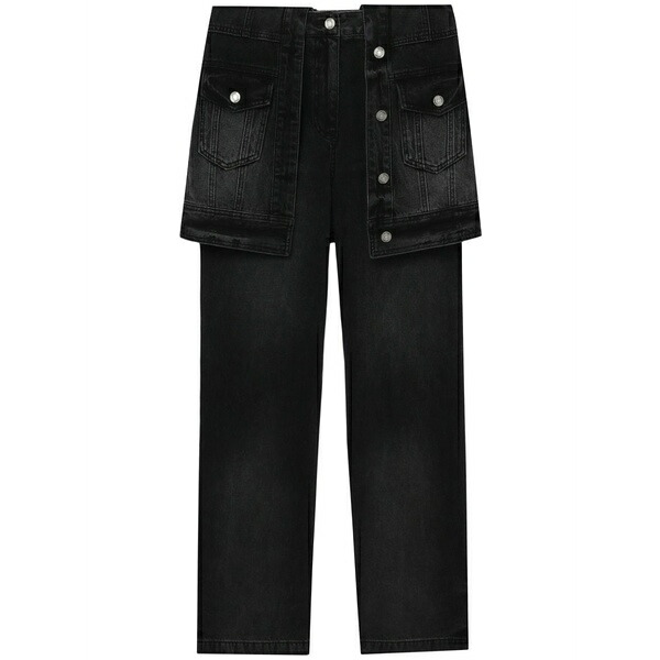 ジュン・ジー レディース ジーンズズボン下 ボトムス Denim jacket-skirt trousers Black