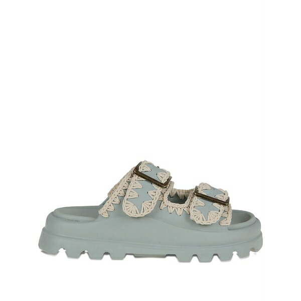 モウ レディース サンダル シューズ Eva crochet-trim buckle-strap sandals Blue