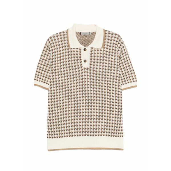 カナーリ メンズ スポーツシャツ トップス Patterned polo shirt White