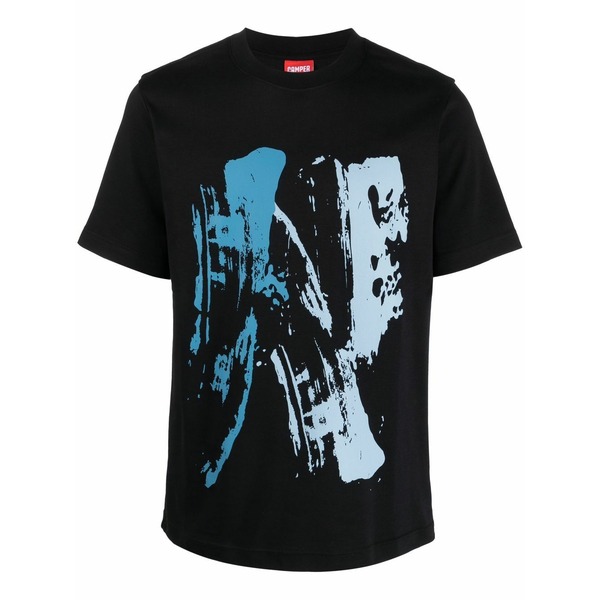 カンペール メンズ ティーシャツ トップス Paint-print short-sleeve t-shirt Black
