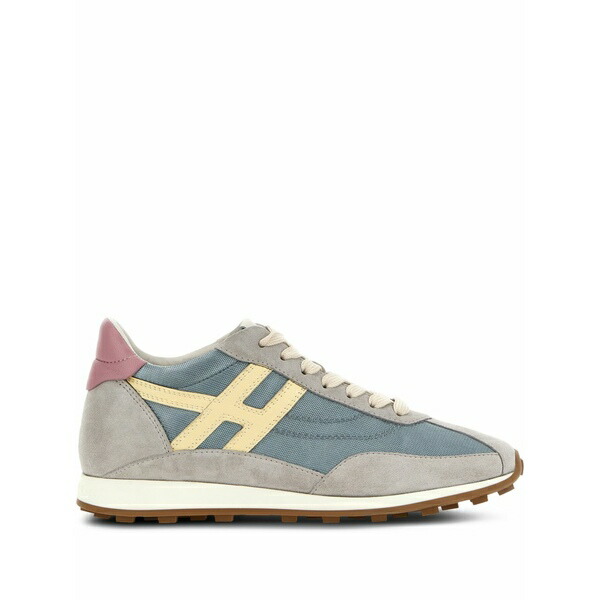 ホー火器 レディース スニーカー シューズ Panelled logo-patch sneakers Grey