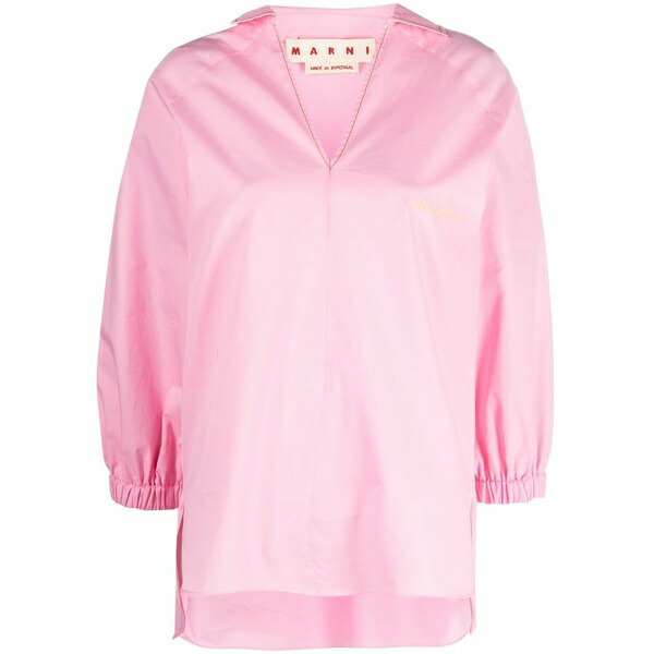 マルニ レディース プルオーバー トップス Roll-sleeve v-neck shirt Pink