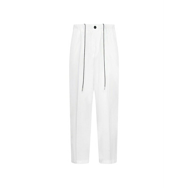 ロウブランド メンズ 心地好いズボン下 ボトムス Drawstring-waist pressed-crease trousers White