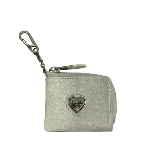 マージ シャー材木 レディース 紙入れ 付属品 X peanuts heart mini cracked leather wallet Grey