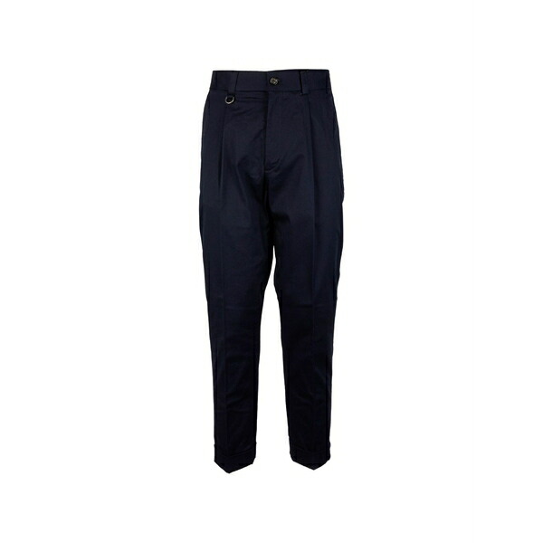 パウロペコラ メンズ 心地よいズボン下 ボトムス Pleated turn-up trousers Blue