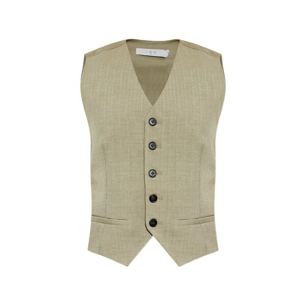 イロ レディース カットソー トップス V-neck button-up waistcoat Neutrals