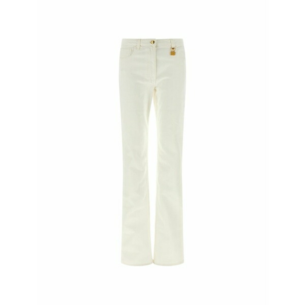 エリザベスフランキ レディース 心地よいズボン下 ボトムス Belt-loop  padlock-detail trousers White
