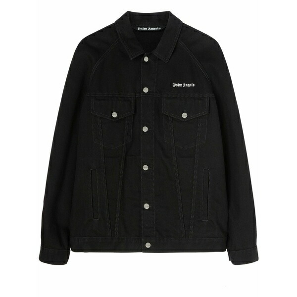 パーム・エンジェルス メンズ 上衣＆上衣 アウター Logo-embroidered denim jacket Black