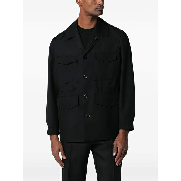 ラルディーニ メンズ 上衣＆上衣 アウター Flap-pocket shirt jacket Black