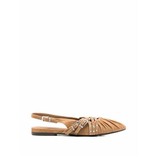 死灰 レディース パンプス シューズ Studded ruched ballet flats Brown