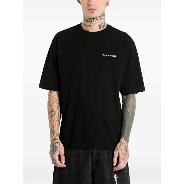 フィリングピース メンズ ティーシャツ トップス Logo-detail t-shirt Black