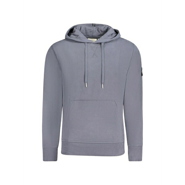 カルバンクライン メンズ パーカー・スウェットシャツ アウター Logo-patch drawstring hoodie Blue