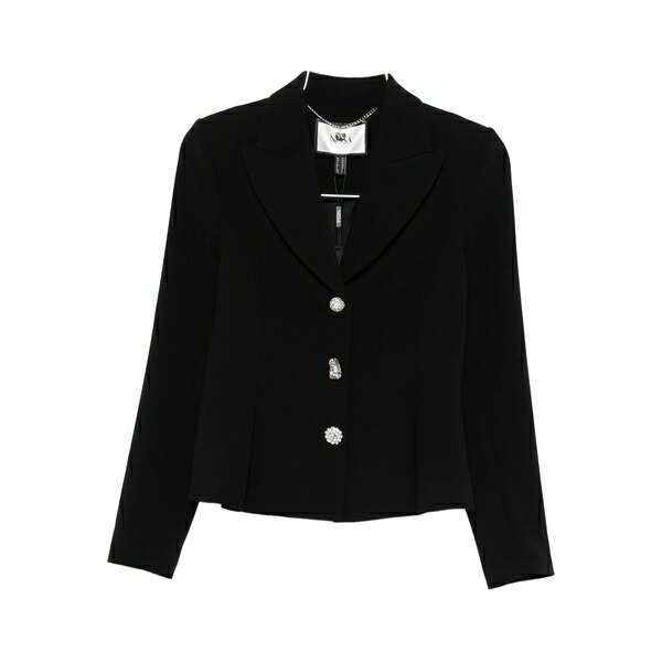 ニッサ レディース ジャケット＆ブルゾン アウター Crystal-embellished single-breasted blazer Black｜asty