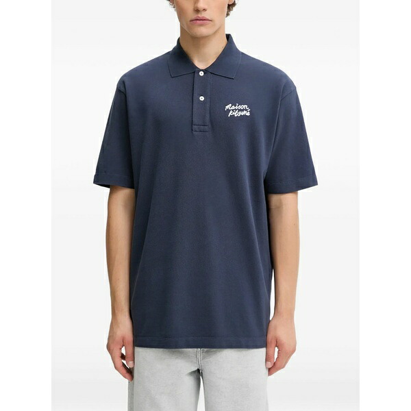 住み家 稲荷 メンズ スポーツシャツ トップス Embroidered-logo polo shirt Blue