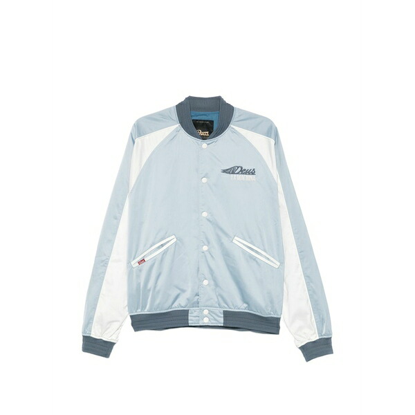 デウス 抽出エキス マキナ メンズ 上衣＆上衣 アウター Logo-embroidered colour-block jacket Blue