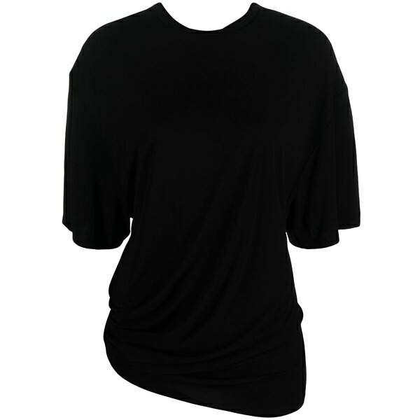 クリストファーエスバー レディース ティーシャツ トップス Draped-detail short-sleeve t-shirt Black