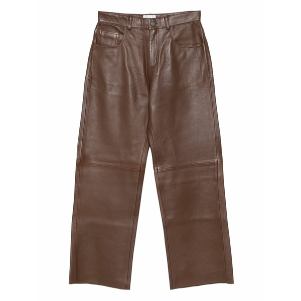 ご機嫌冷やりとした レディース 心地よいズボン下 ボトムス Leather five-pocket trousers Brown