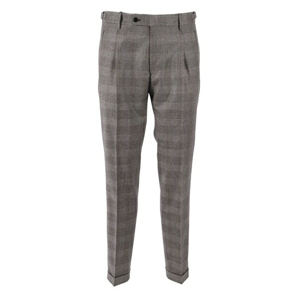 ベルウィッチ メンズ 心地好いズボン下 ボトムス Pleated checked trousers Brown