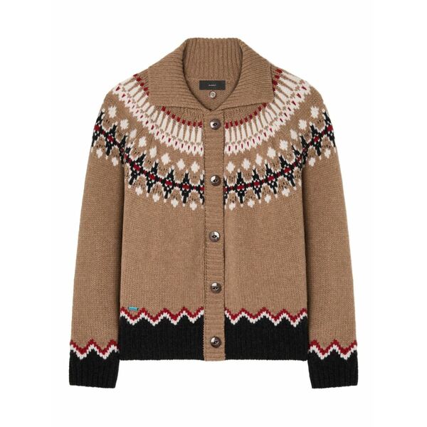 アラヌイ レディース ジレー アウター Sweet winter fair-isle wool cardigan Brown