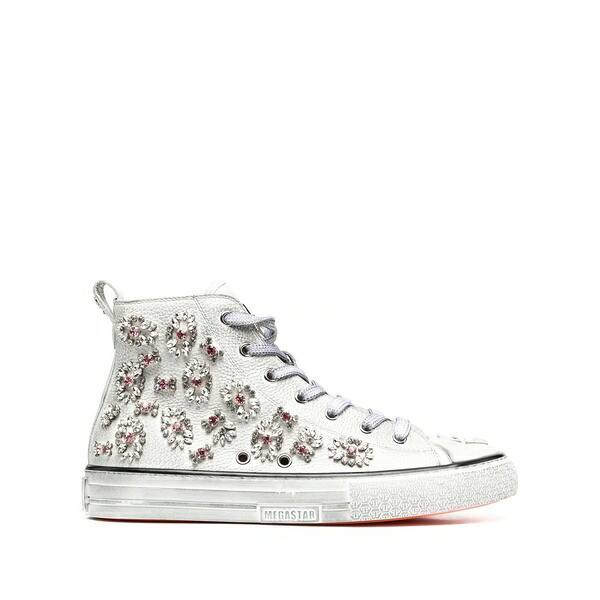 フィリッププレイン レディース スニーカー シューズ Crystal-embellished high-top sneakers White|asty