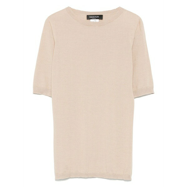 ファビアナ フィリッピ レディース 編み物\u0026プルオーバー アウター Short-sleeve cashmere top Neutrals