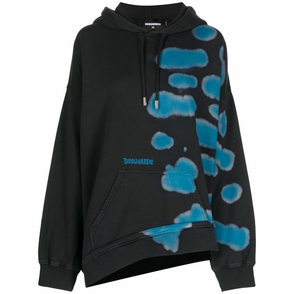 ディースクエアード レディース パーカー・スウェットシャツ アウター Asymmetric slouchy hoodie Black