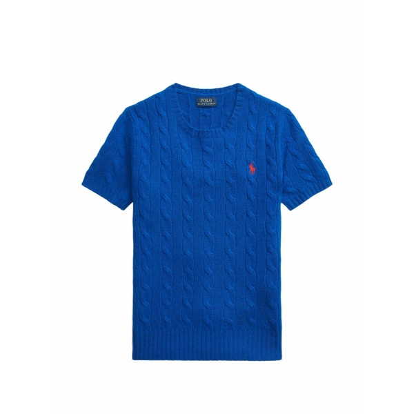 ラルフローレン レディース Tシャツ トップス Cable knit short sleeve t-shirt Blue|asty