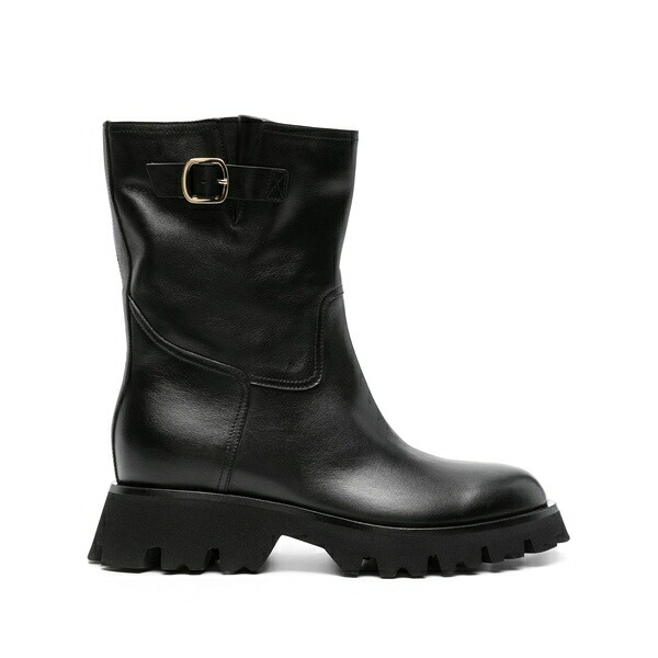 サントーニ レディース ブーツ シューズ Zip-up ankle leather boots Black