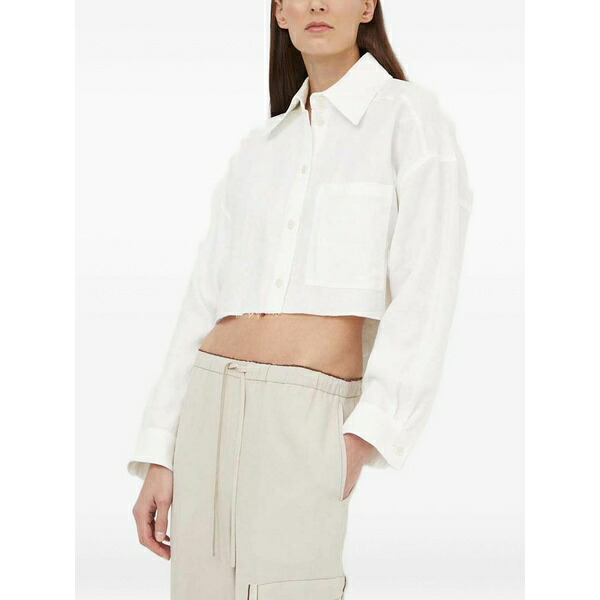 ドライコーン レディース シャツ トップス Linen cropped shirt White｜asty