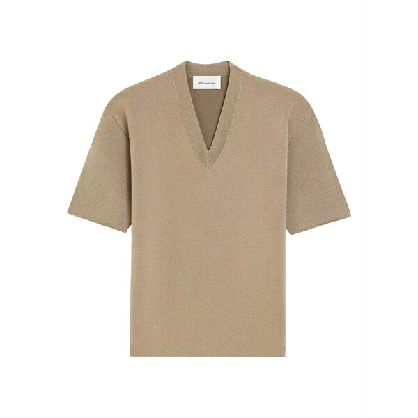 意中の女 レディース プルオーバー トップス V-neck short-sleeve t-shirt Brown