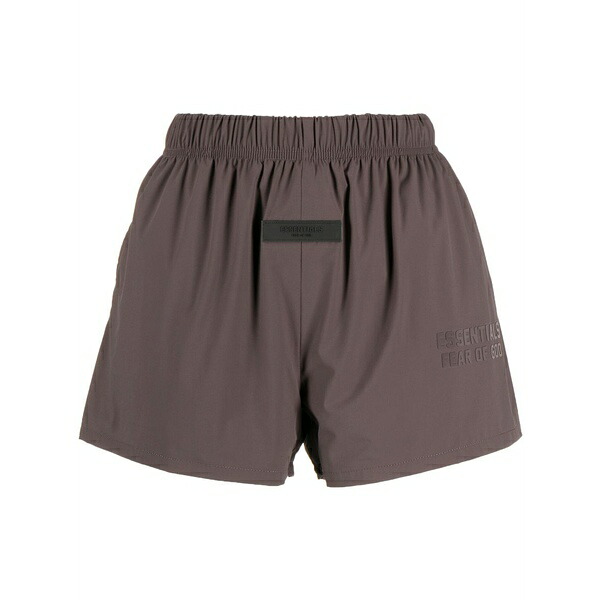 エフオージーエッセンシャルズ レディース カジュアルパンツ ボトムス Logo-print drawstring-waist shorts Brown｜asty