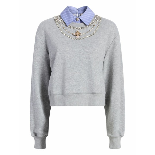 サンクアセプト レディース 編み物\u0026プルオーバー アウター Lavina striped sweatshirt Grey