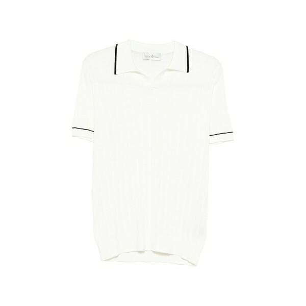 デラ・チアーナ メンズ スポーツシャツ トップス V-neck ribbed polo shirt White