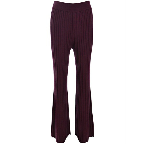 バッシュ レディース 心地好いズボン下 ボトムス Striped knitted trousers Purple