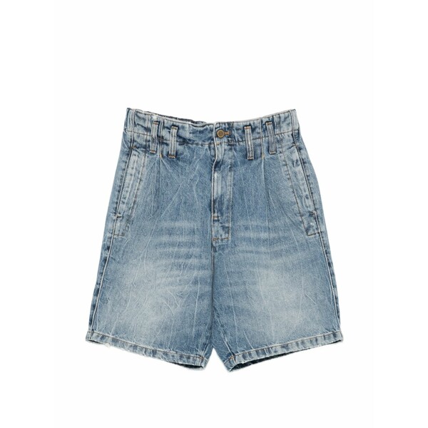 カルチュラ メンズ 心地好いズボン下 ボトムス Pleated acid-wash shorts Blue
