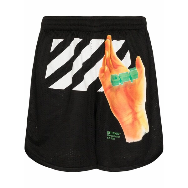 象牙色 メンズ 心地好いズボン下 ボトムス Hand logo track shorts Black