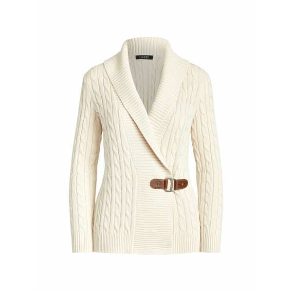 ラルフローレン レディース ジレー アウター Cable-knit buckle-fastening cardigan White