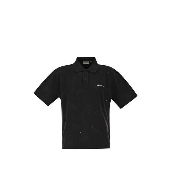 鉄道車両ハート形 メンズ スポーツシャツ トップス Paint-splatter logo-print polo shirt Black