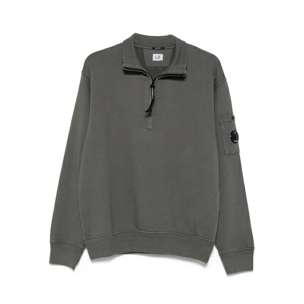 シーピーカンパニー メンズ パーカー・スウェットシャツ アウター Half-zip pocket sweatshirt Grey｜asty