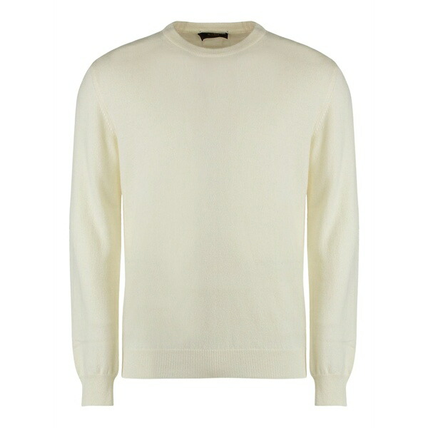 ムーレー メンズ 編み物\u0026プルオーバー アウター Ribbed crew-neck cashmere sweater White