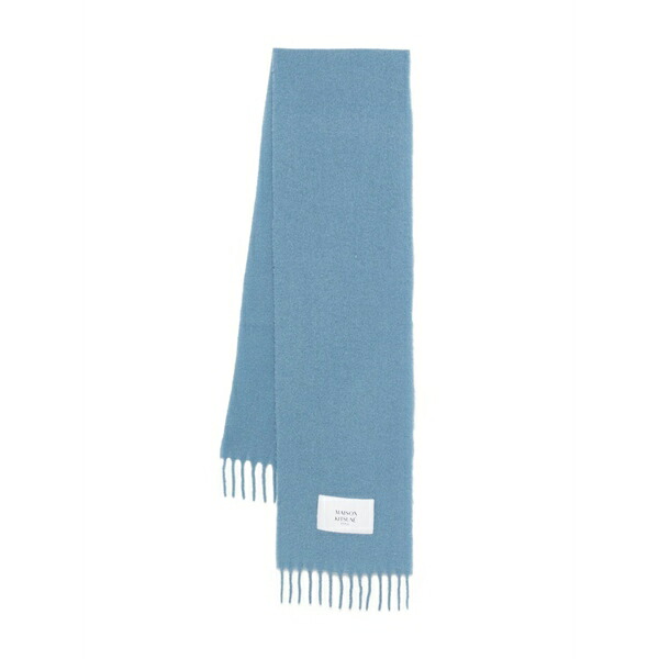 住み家 稲荷 メンズ えり巻き・袈裟・えり巻き 付属物 Fringed logo-patch scarf Blue