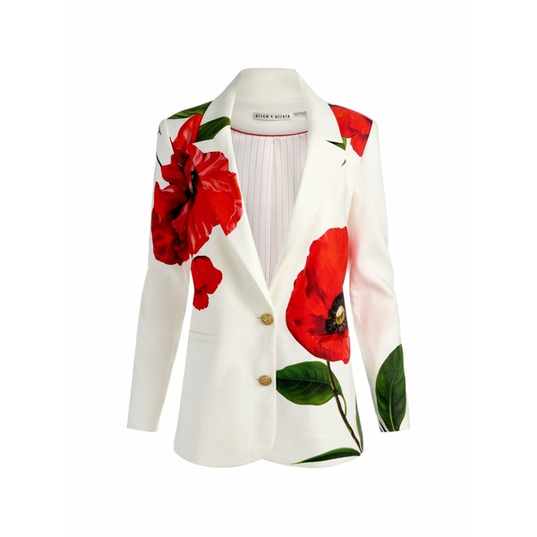 アリス アンド オリビア レディース 上衣＆上衣 アウター Elna floral-print notched-lapels blazer White