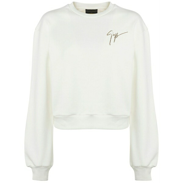 ジュゼッペザノッティ レディース 編み物\u0026プルオーバー アウター Sauvanne crystal-logo sweatshirt  White