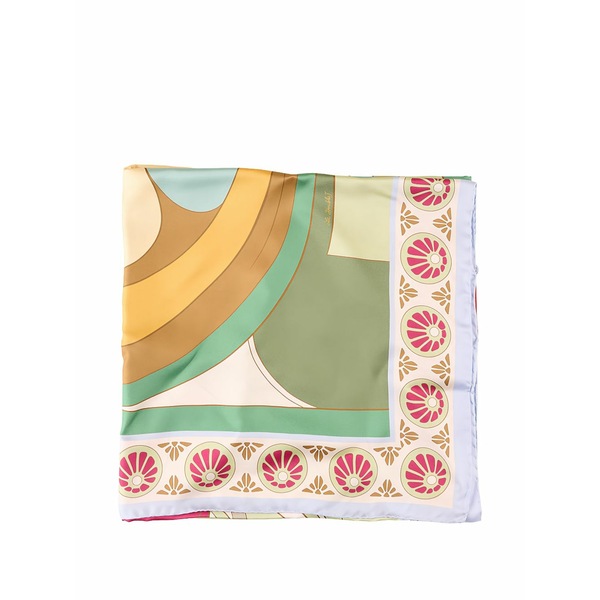ラ・ダブル・ジェイ レディース マフラー・ストール・スカーフ アクセサリー Reversible foulard 90 graphic-print silk scarf Green｜asty