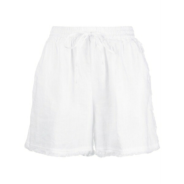 パロッシュ レディース 心地好いズボン下 ボトムス Fringed-edge linen shorts White
