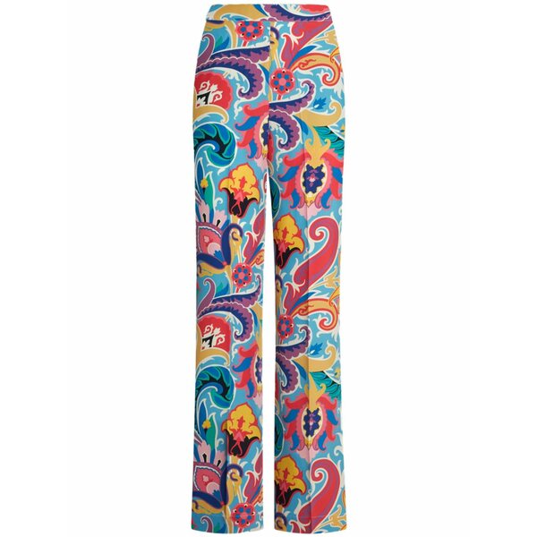 エトロ レディース カジュアルパンツ ボトムス Floral-print silk palazzo pants Blue｜asty