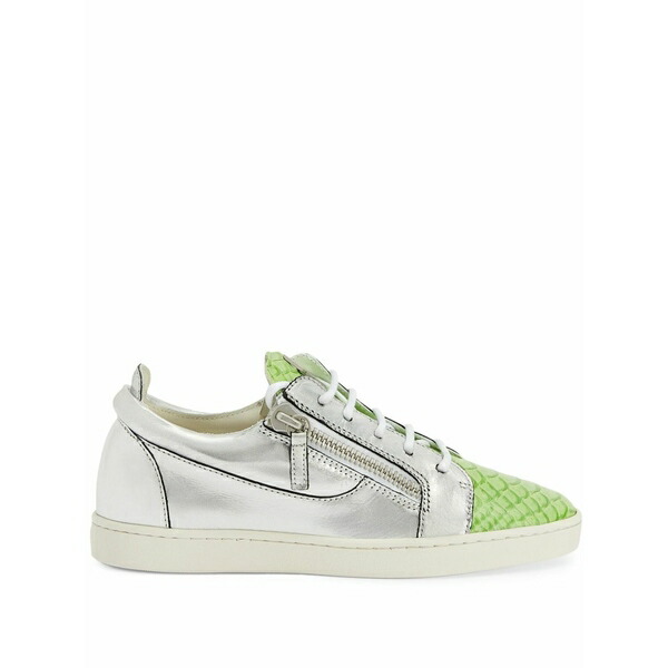 ジュゼッペザノッティ レディース スニーカー シューズ Nicki metallic leather zip-detail sneakers Grey