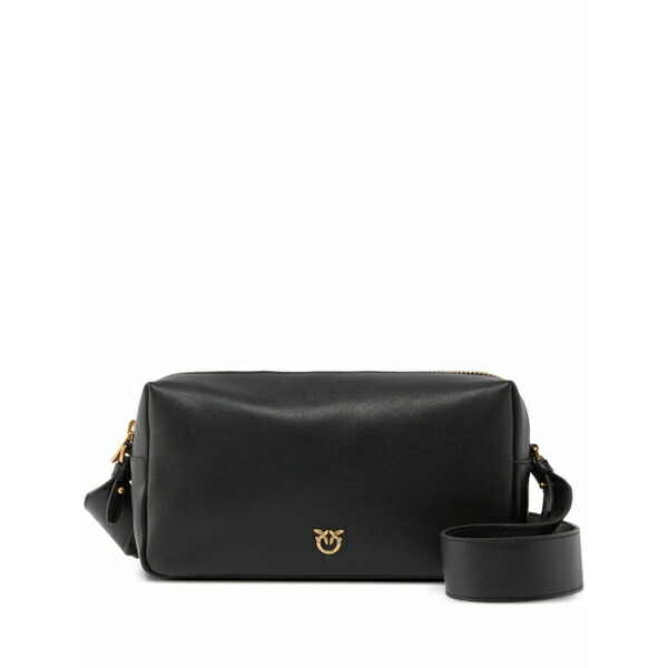 ピンコ レディース ショルダーバッグ 御徒面子 Logo leather cossbody bag Black